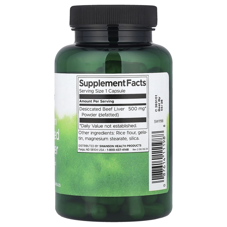 Swanson Vitamins, Аргентинская сушеная говяжья печень, 500 мг, 120 капсул