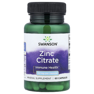 Swanson Vitamins, Цитрат цинка, 30 мг, 60 капсул