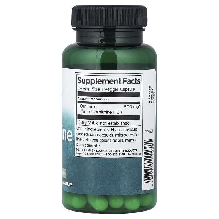 Swanson Vitamins, L-орнитин в свободной форме, 500 мг, 60 растительных капсул