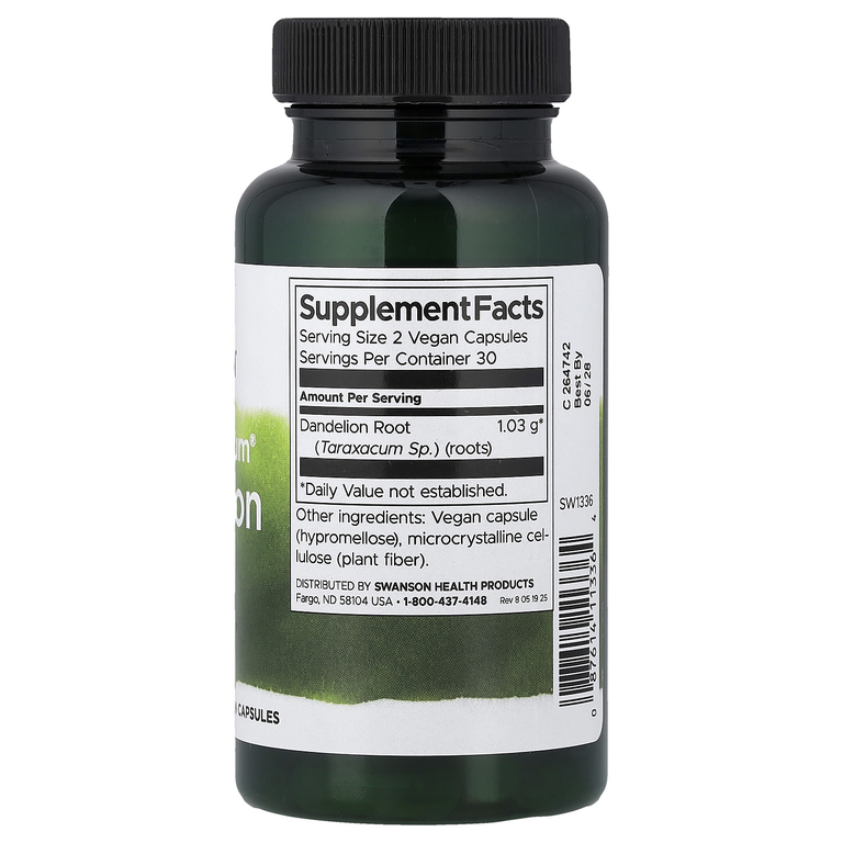 Swanson Vitamins, Full Spectrum®, корень одуванчика, 515 мг, 60 веганских капсул