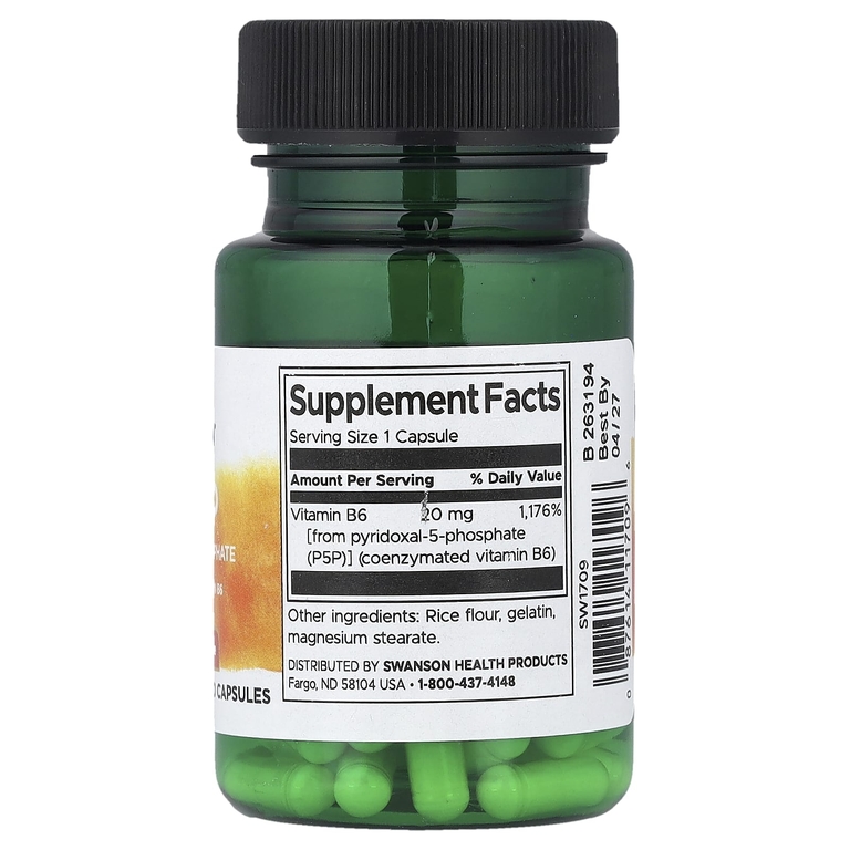Swanson Vitamins, P-5-P, 20 мг, 60 капсул