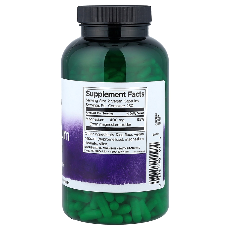 Swanson Vitamins, оксид магния, 200 мг, 500 веганских капсул