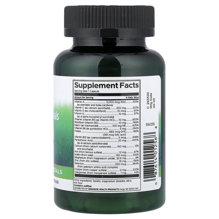 Swanson Vitamins, Daily Essentials, мультивитамины с железом, 100 капсул