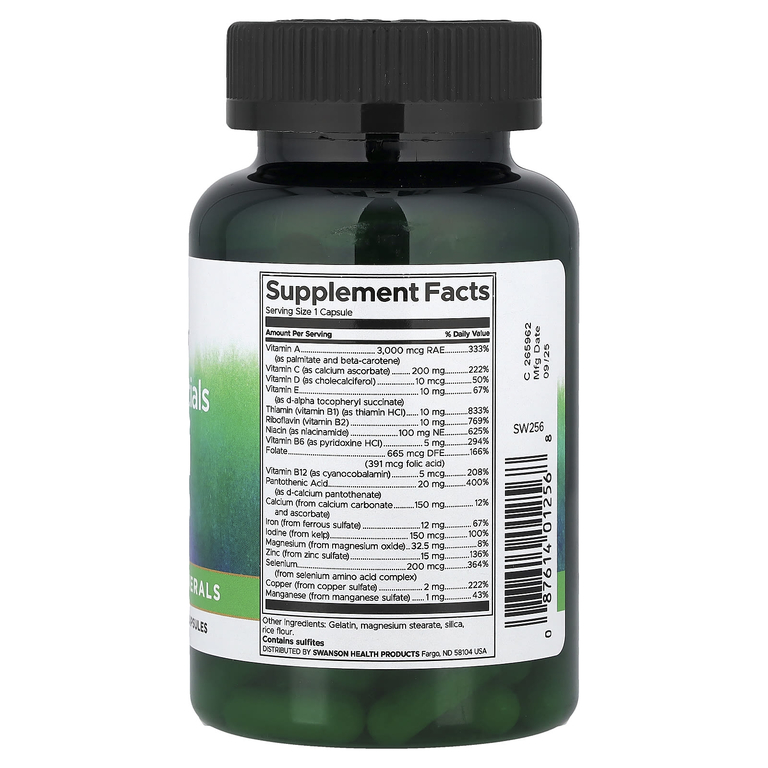 Swanson Vitamins, Daily Essentials, мультивитамины с железом, 100 капсул
