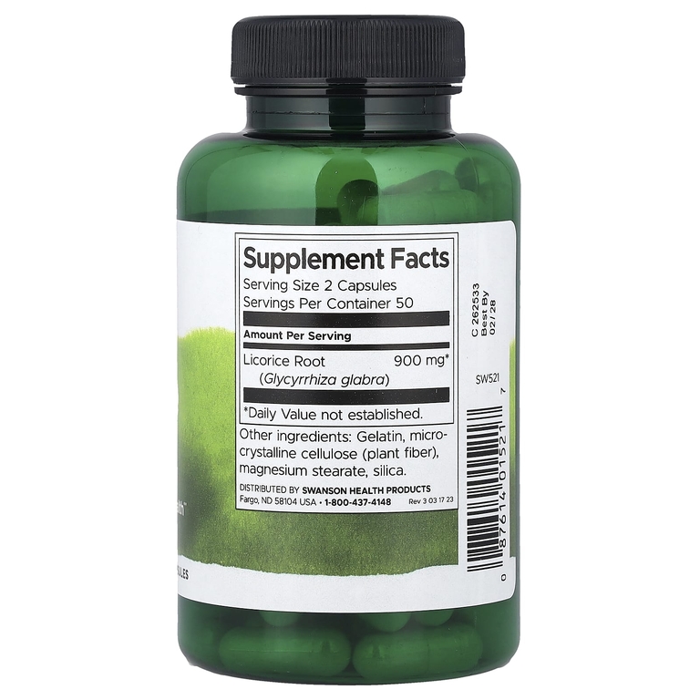 Swanson Vitamins, корень солодки, 450 мг, 100 капсул