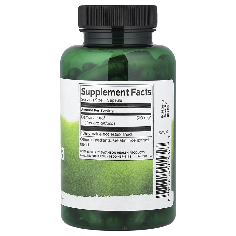 Swanson Vitamins, Full Spectrum®, дамиана, 510 мг, 100 капсул