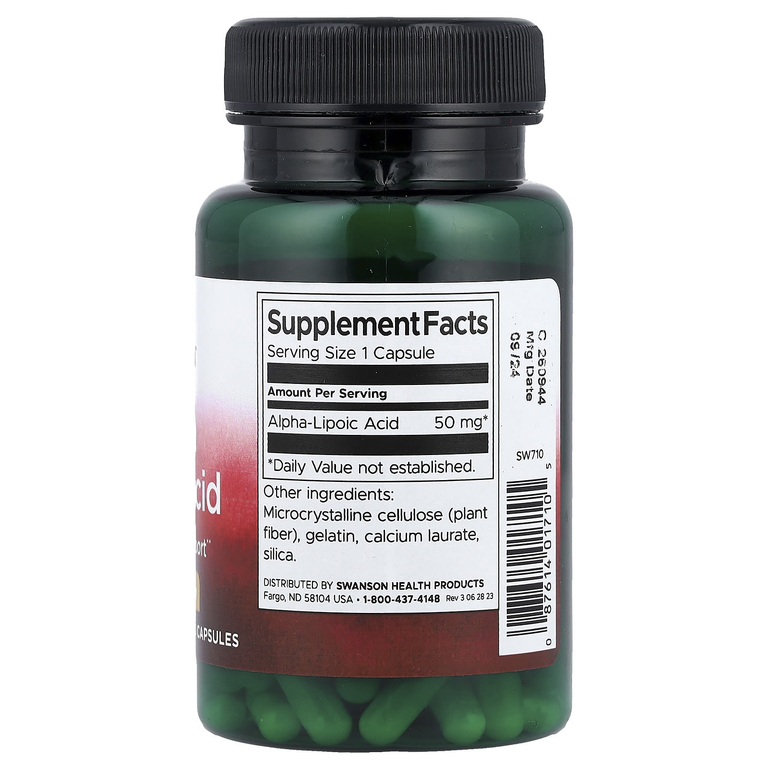 Swanson Vitamins, альфа-липоевая кислота, 50 мг, 120 капсул