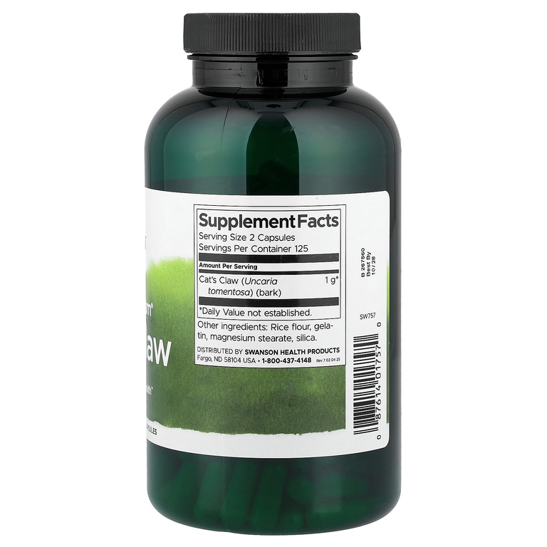 Swanson Vitamins, Кошачий коготь полного спектра, 500 мг, 250 капсул