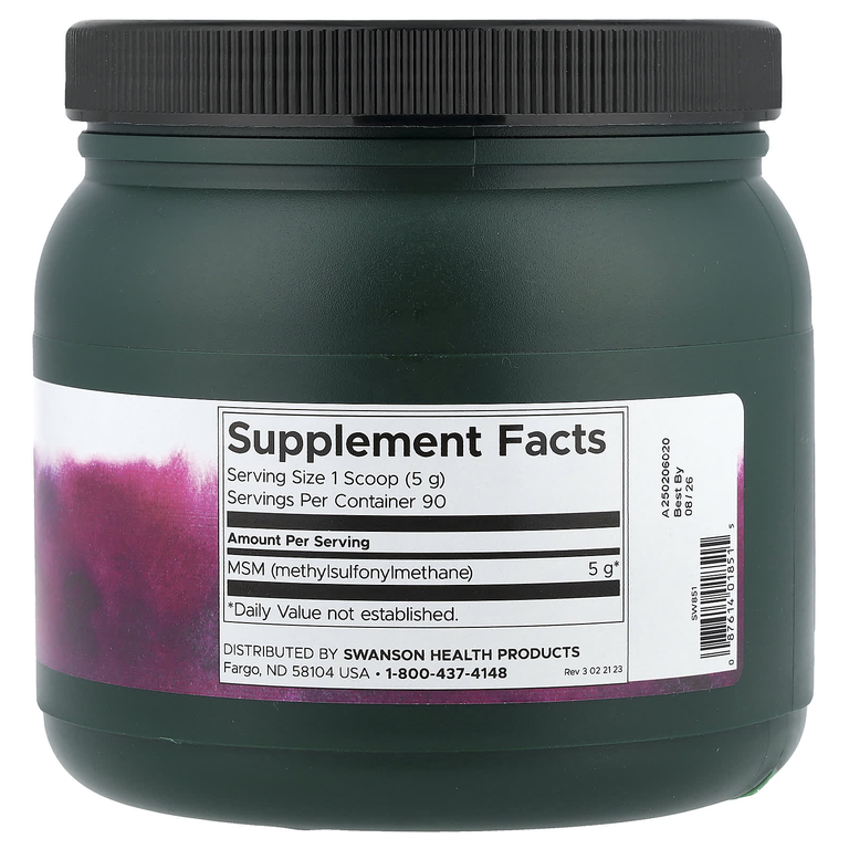 Swanson Vitamins, МСМ в порошке, готовая смесь и без добавок, 454 г (1 фунт)