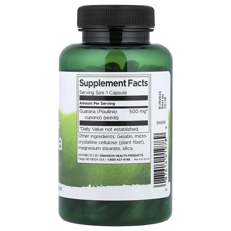 Swanson Vitamins, Full Spectrum®, гуарана, 500 мг, 100 капсул