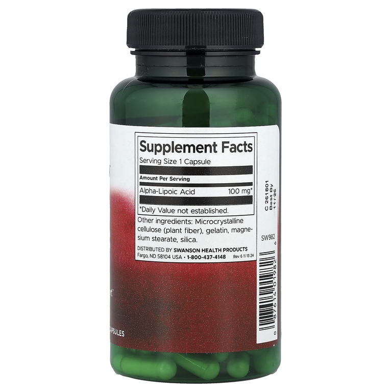 Swanson Vitamins, Альфа-липоевая кислота, 100 мг, 120 капсул