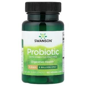 Swanson Vitamins, пробиотик с пищеварительными ферментами, 60 веге-капсул