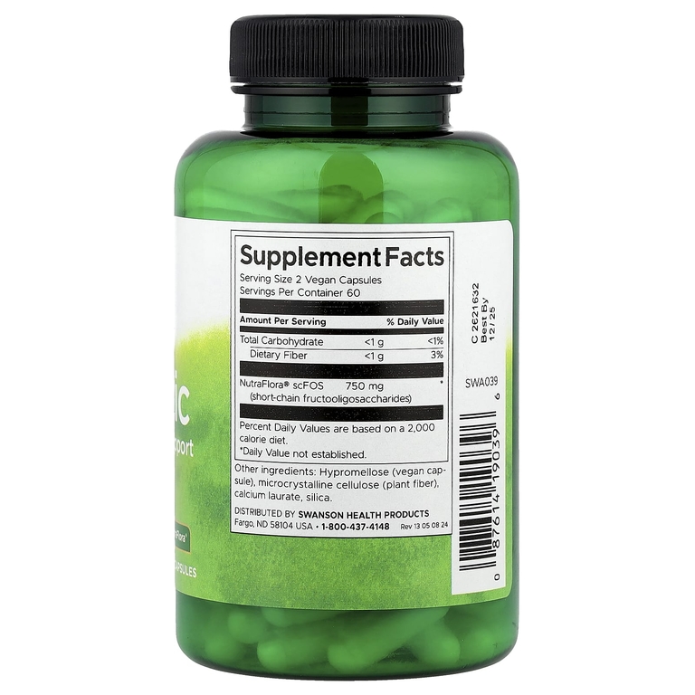 Swanson Vitamins, Пребиотик для поддержки дружественной флоры, 120 веганских капсул (375 мг на капсулу)