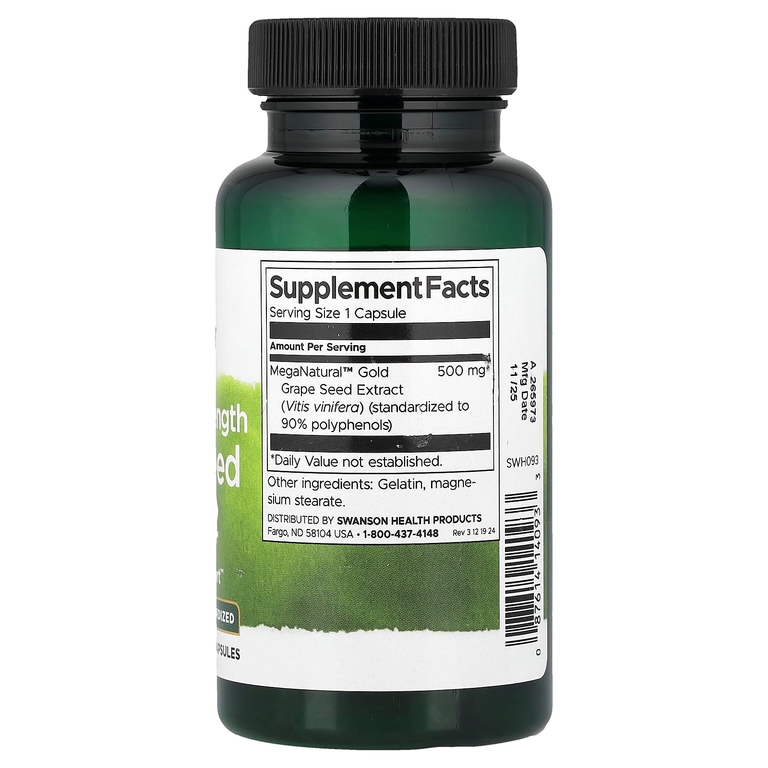 Swanson Vitamins, экстракт виноградных косточек, 500 мг, 60 капсул