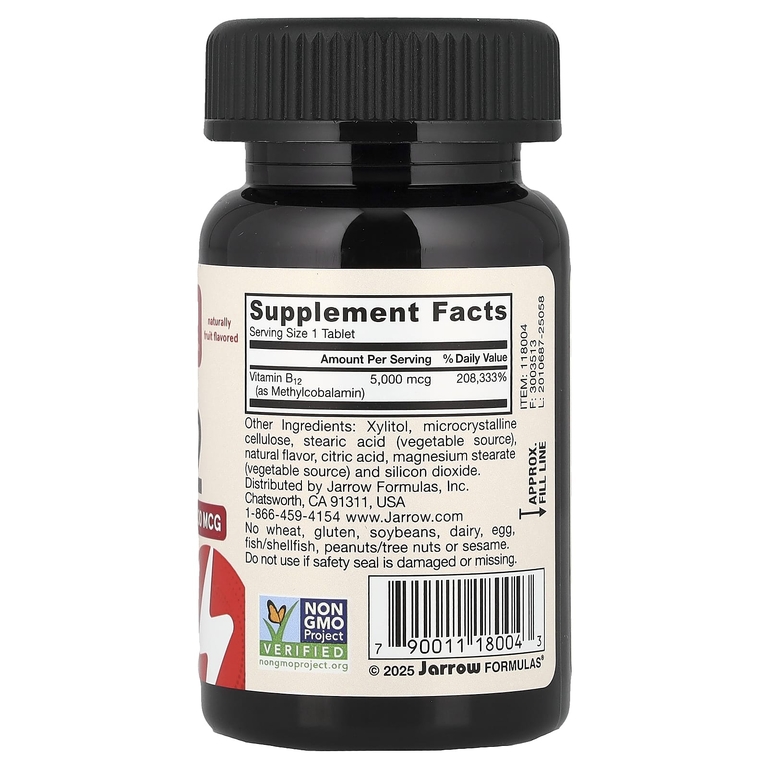 Jarrow Formulas, Methyl B12, 5000 мкг, 60 жевательных таблеток