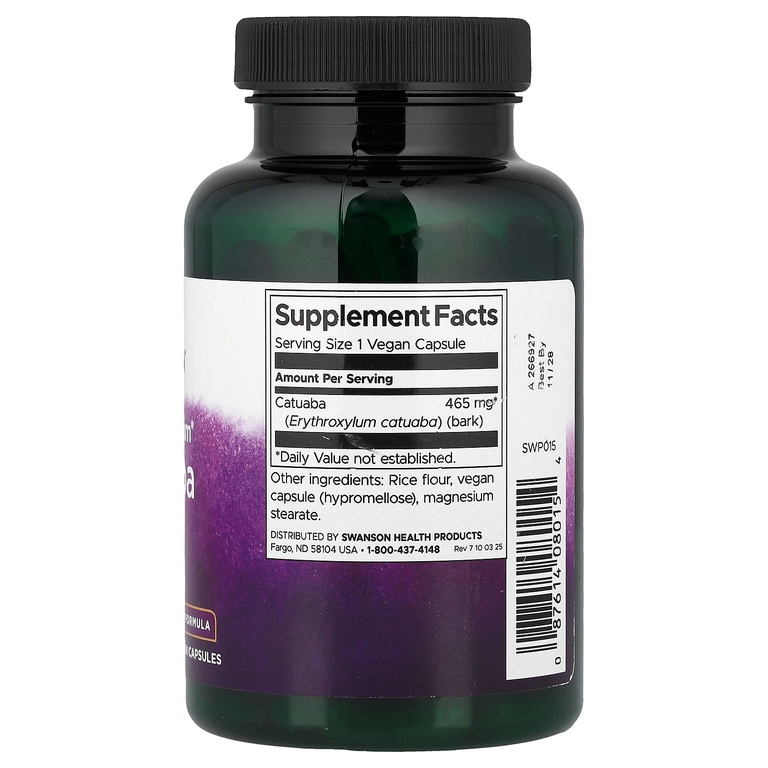 Swanson Vitamins, кора катуабы полного спектра, 465 мг, 120 веганских капсул