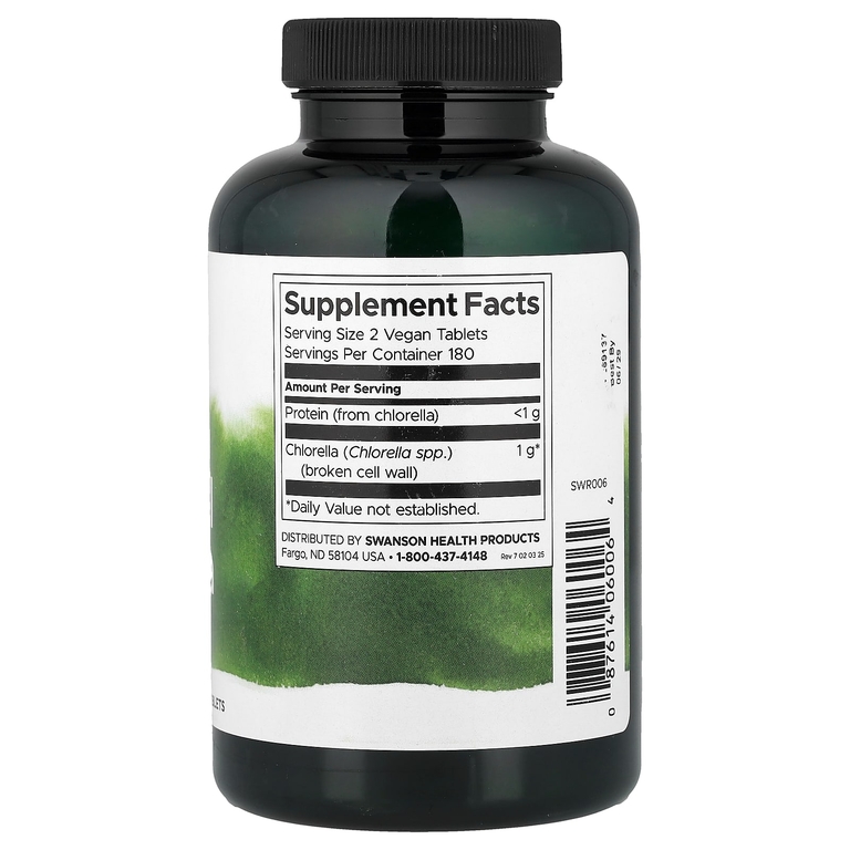 Swanson Vitamins, Хлорелла с разрушенной клеточной оболочкой, 360 веганских таблеток