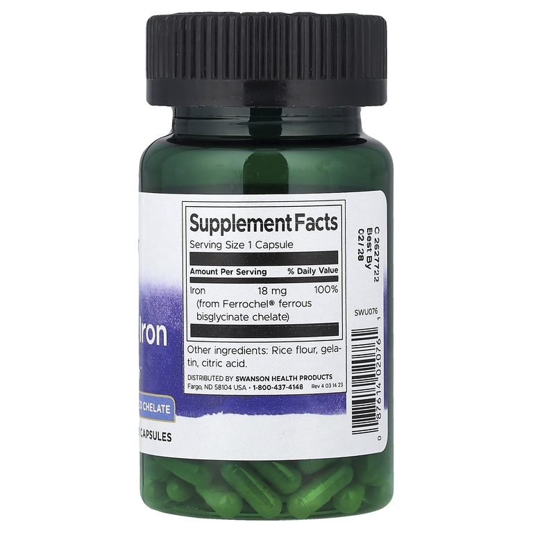 Swanson Vitamins, Albion®, Ferrochel®, железо, 18 мг, 180 капсул