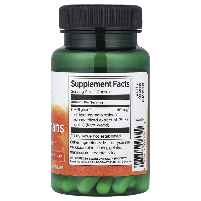 Swanson Vitamins, 7-HMRlignans, 60 капсул (40 мг в 1 капсуле)