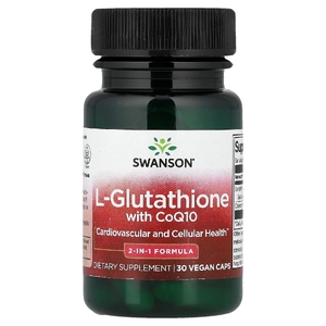 Swanson Vitamins, L-глутатион с коэнзимом Q10, 30 веганских капсул