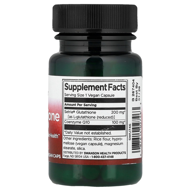 Swanson Vitamins, L-глутатион с коэнзимом Q10, 30 веганских капсул