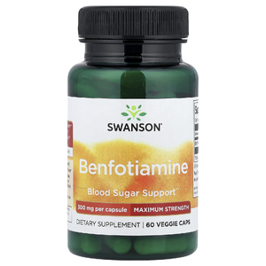 Swanson Vitamins, Бенфотиамин, максимальная эффективность, 300 мг, 60 растительных капсул