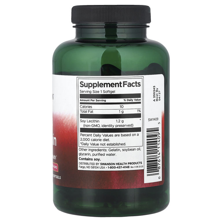 Swanson Vitamins, Соевый лецитин, 1200 мг, 90 мягких таблеток