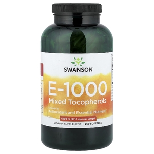 Swanson, витамин E-1000, смешанные токоферолы, 1000 МЕ (671,1 мг), 250 мягких таблеток