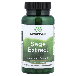 Swanson Vitamins, Экстракт шалфея, 160 мг, 100 капсул