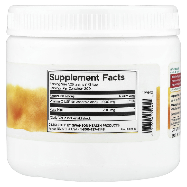Swanson Vitamins, витамин C в порошке, с шиповником, 250 г (8,8 унции) (Товар снят с продажи) 