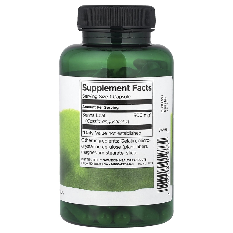 Swanson Vitamins, Лист сенны, 500 мг, 100 капсул