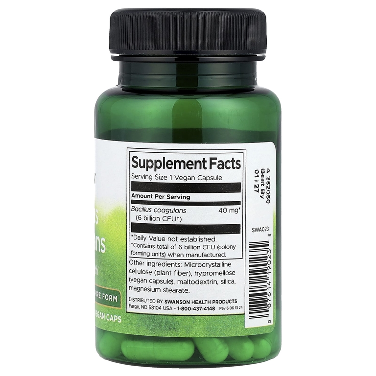 Swanson Vitamins, Bacillus Coagulans, 6 млрд КОЕ, 60 веганских капсул