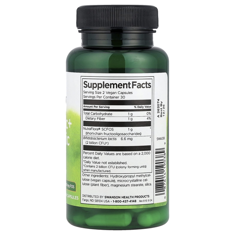 Swanson Vitamins, пробиотик и пребиотическая клетчатка, 60 веганских капсул