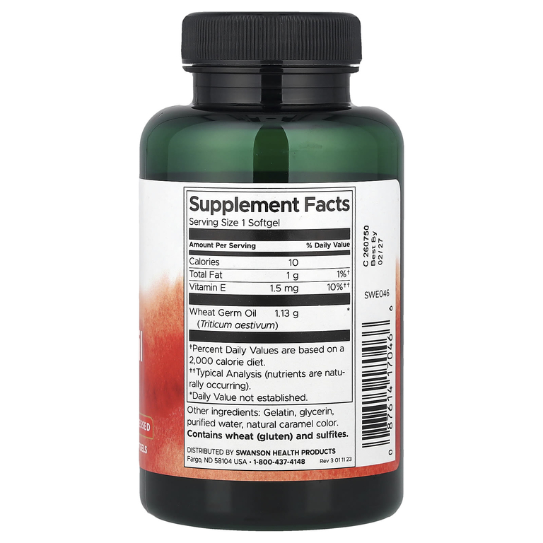 Swanson Vitamins, масло из зародышей пшеницы, холодный отжим, 1130 мг, 60 капсул