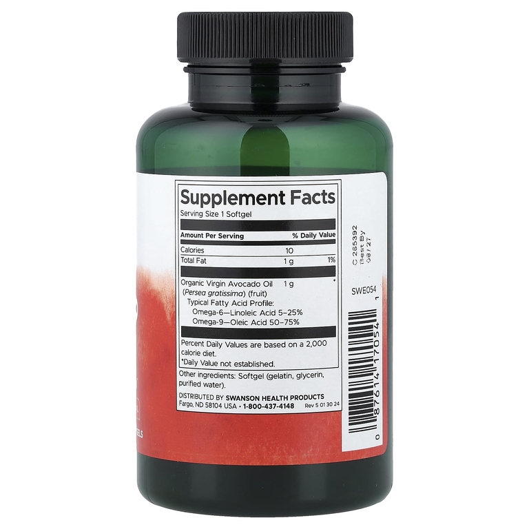 Swanson Vitamins, Масло авокадо, 1 г, 60 мягких таблеток