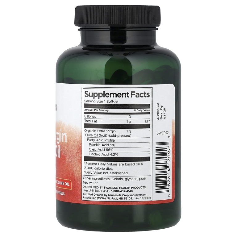 Swanson Vitamins, нерафинированное оливковое масло высшего качества, 120 капсул (1000 мг в 1 капсуле)
