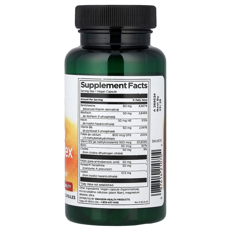 Swanson Vitamins, активированный комплекс витаминов группы B, 60 веганских капсул