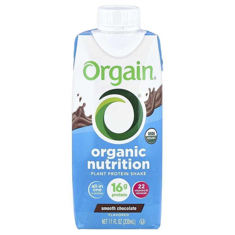Orgain, Organic Nutrition, коктейль из растительных протеинов, нежный шоколад, 4 пакетика по 330 мл (11 жидк. унций)