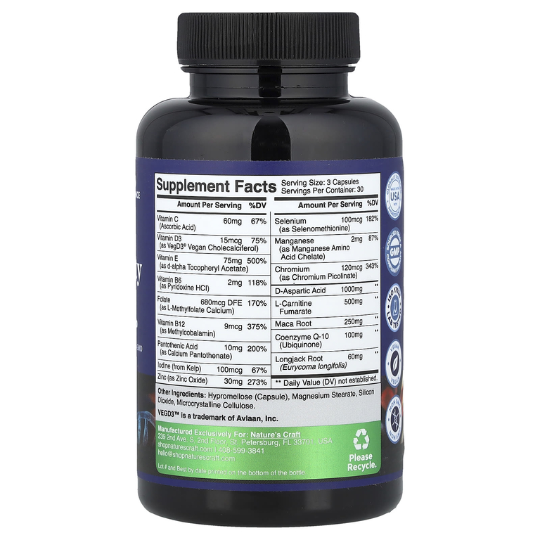 Nature's Craft, Men's Wellness, поддержка мужской фертильности, 90 капсул