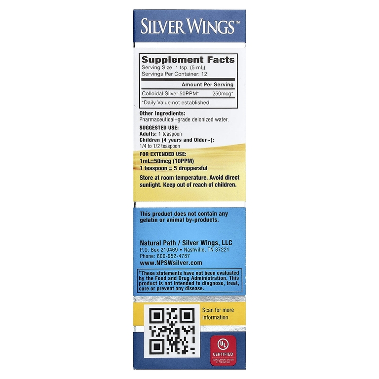 Natural Path Silver Wings, коллоидное серебро, 60 мл (2 жидк. унции)
