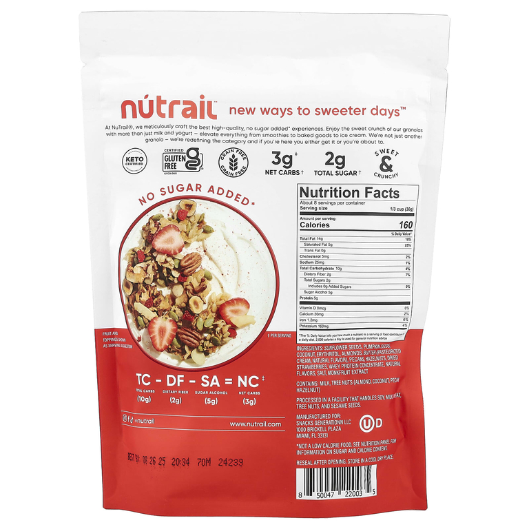 NuTrail, Ореховая гранола, ваниль и клубника, 227 г (8 унций) (Товар снят с продажи) 