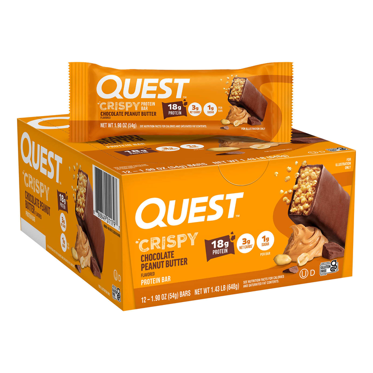 Quest Nutrition, протеиновый батончик, хрустящий шоколад и арахисовая паста, 12 батончиков по 54 г (1,9 унции)