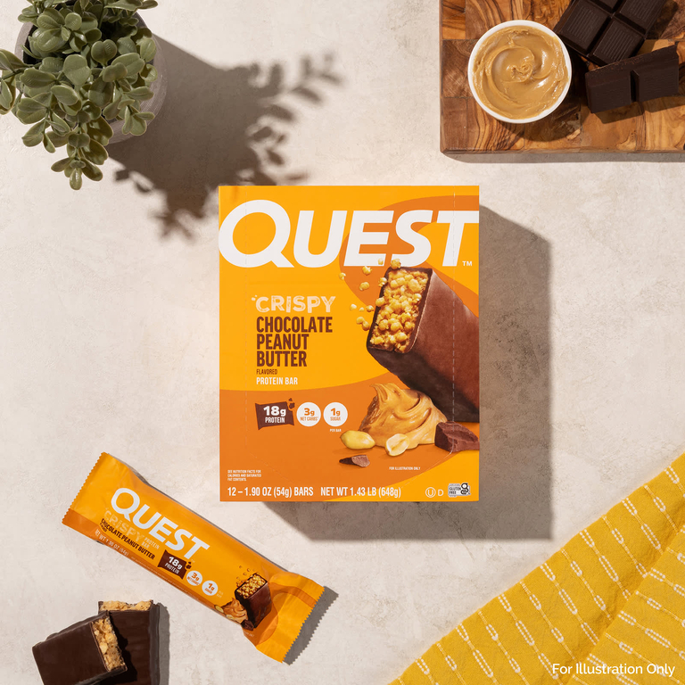 Quest Nutrition, протеиновый батончик, хрустящий шоколад и арахисовая паста, 12 батончиков по 54 г (1,9 унции)