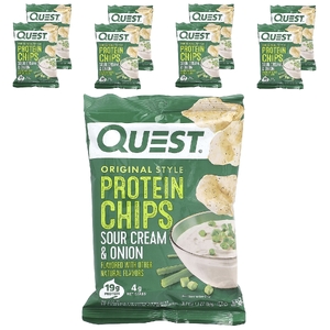 Quest Nutrition, Протеиновые чипсы Original Style, сметана и лук, 8 пакетиков по 32 г (1,1 унции)