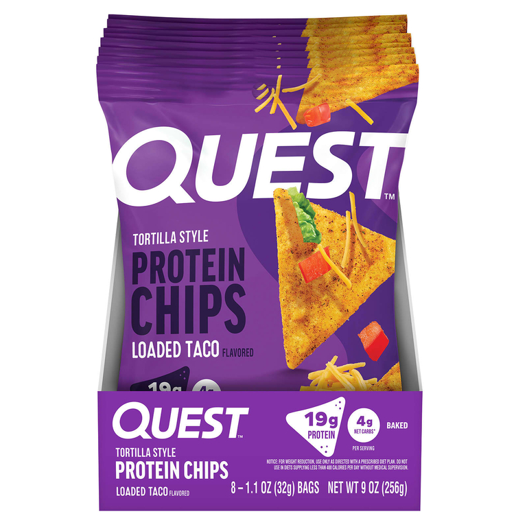 Quest Nutrition, Протеиновые чипсы по типу тортильи, загруженный тако, 8 пакетиков по 32 г (1,1 унции)