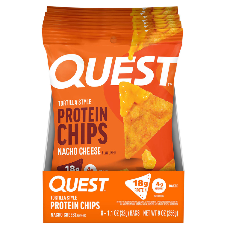 Quest Nutrition, Протеиновые чипсы по типу тортилья, сыр начо, 8 пакетиков по 32 г (1,1 унции)