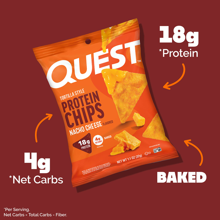 Quest Nutrition, Протеиновые чипсы по типу тортилья, сыр начо, 8 пакетиков по 32 г (1,1 унции)