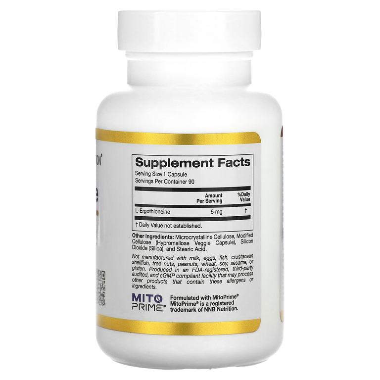California Gold Nutrition, эрготионеин, 5 мг, 90 растительных капсул