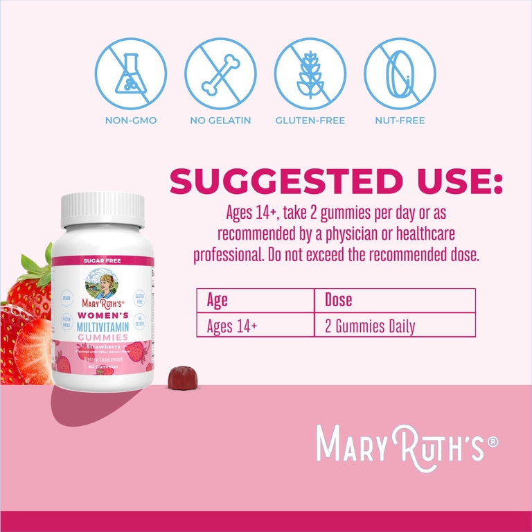 MaryRuth's, Мультивитаминные жевательные мармеладки для женщин, с клубникой, 60 жевательных таблеток