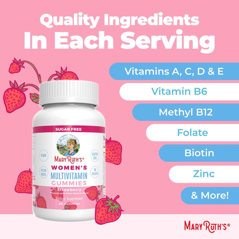 MaryRuth's, Мультивитаминные жевательные мармеладки для женщин, с клубникой, 60 жевательных таблеток